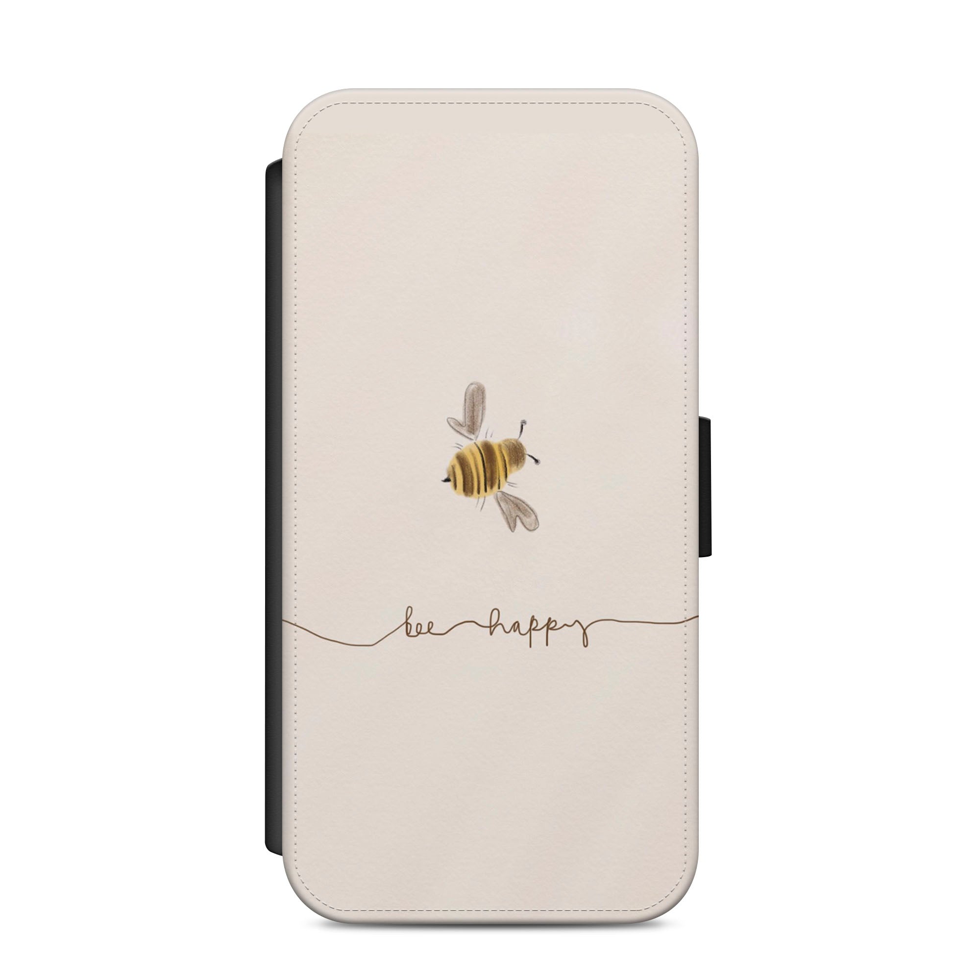 Bee Happy Faux Leather Flip Case Wallet for iPhone / Samsung