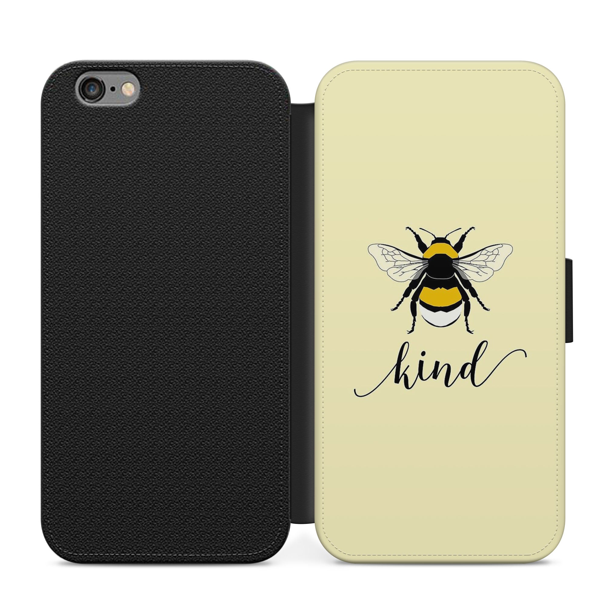Cute Bee Kind Faux Leather Flip Case Wallet for iPhone / Samsung
