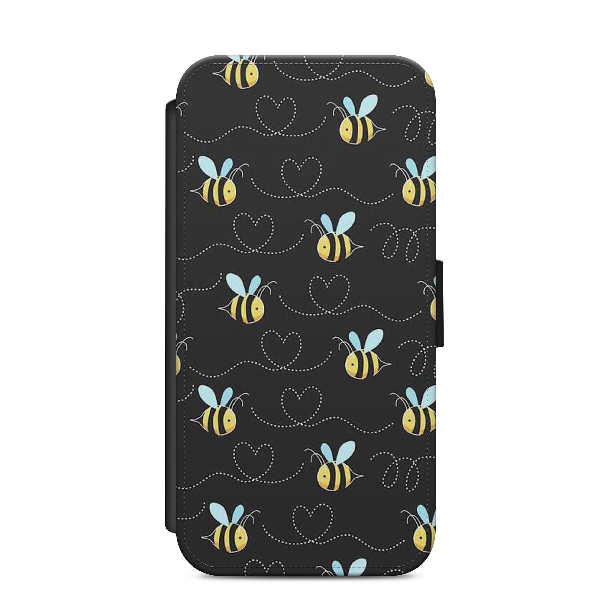 Bees & Hearts Faux Leather Flip Case Wallet for iPhone / Samsung