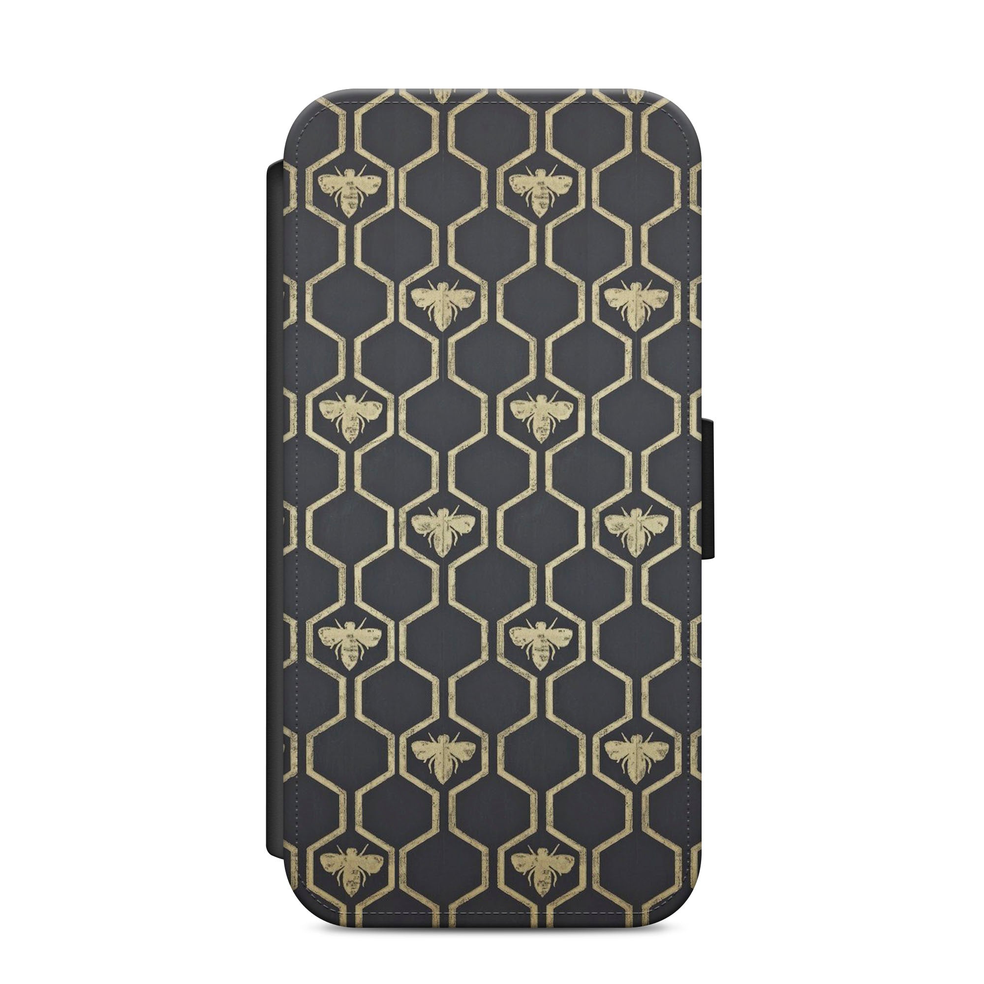 Bumble Bee Honeycomb Faux Leather Flip Case Wallet for iPhone / Samsung