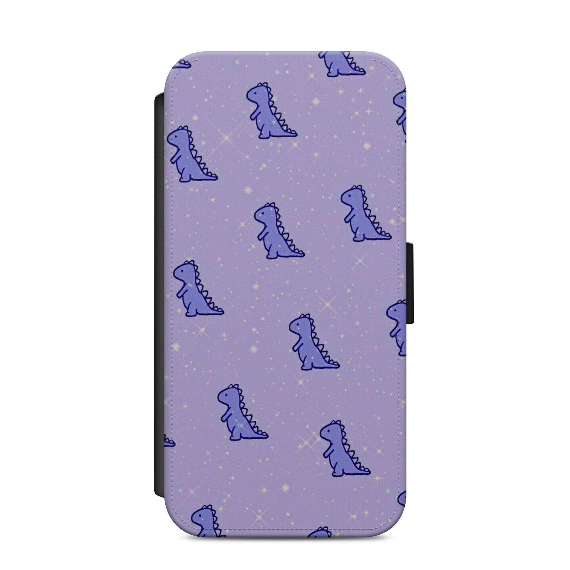 Cute Pastel Dino Dinosaur Faux Leather Flip Case Wallet for iPhone / Samsung
