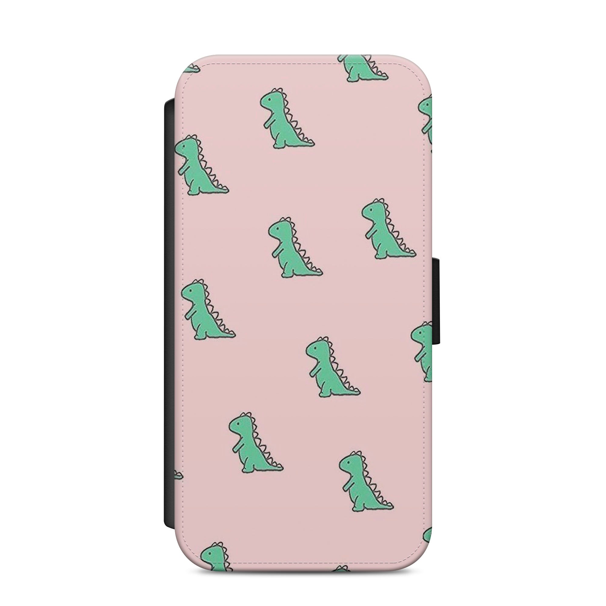 Cute Pastel Dino Dinosaur Faux Leather Flip Case Wallet for iPhone / Samsung