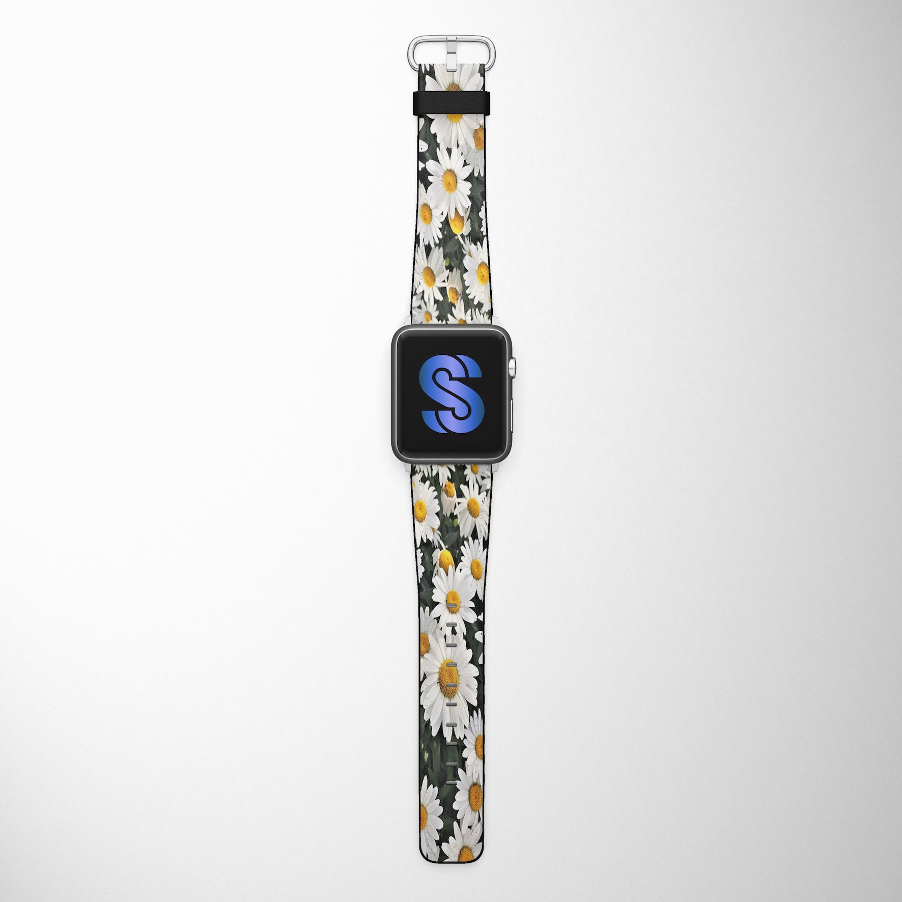Floral Daisy Faux Leather Apple Watch Band for Apple Watch 1,2,3,4,5,6,SE - www.scottsy.com