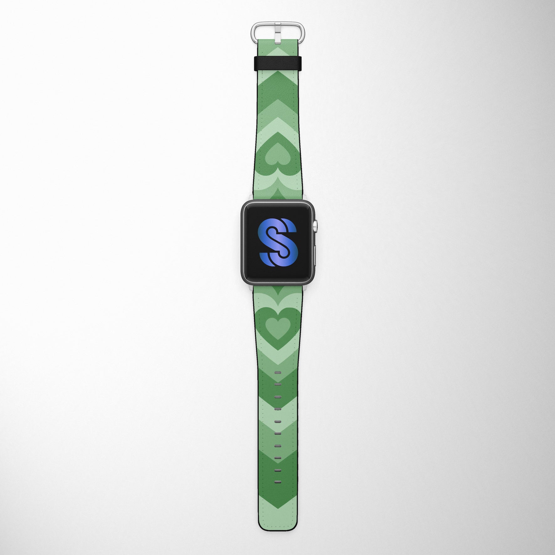 Green Retro Heart Faux Leather Apple Watch Band for Apple Watch 1,2,3,4,5,6,SE - www.scottsy.com