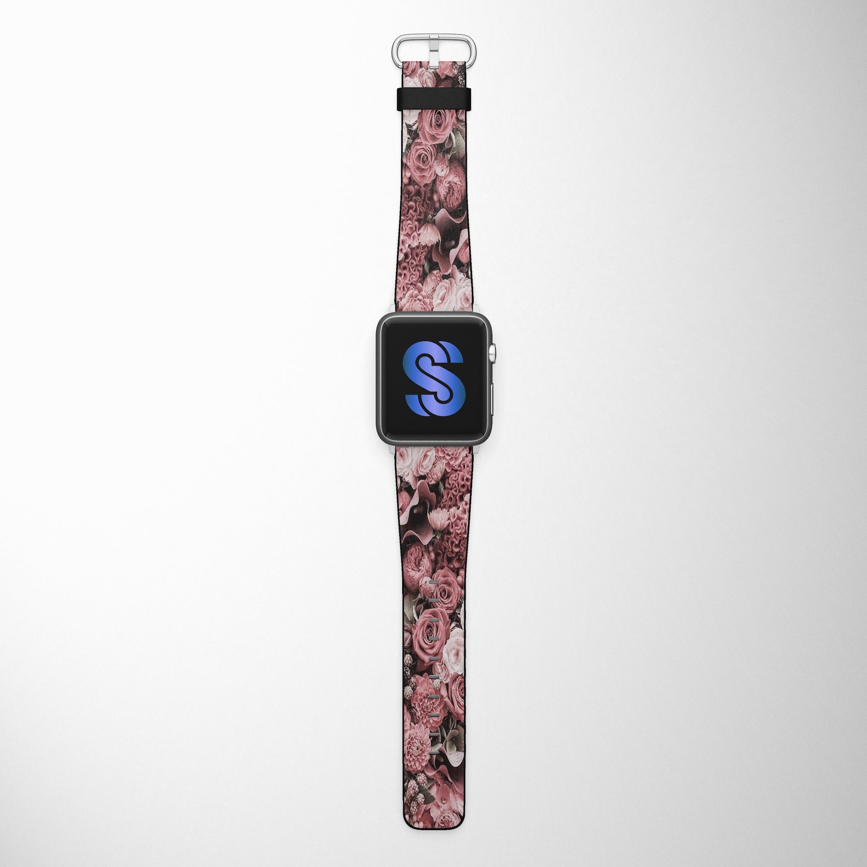 Pink & Red Roses Faux Leather Apple Watch Band for Apple Watch 1,2,3,4,5,6,SE - www.scottsy.com