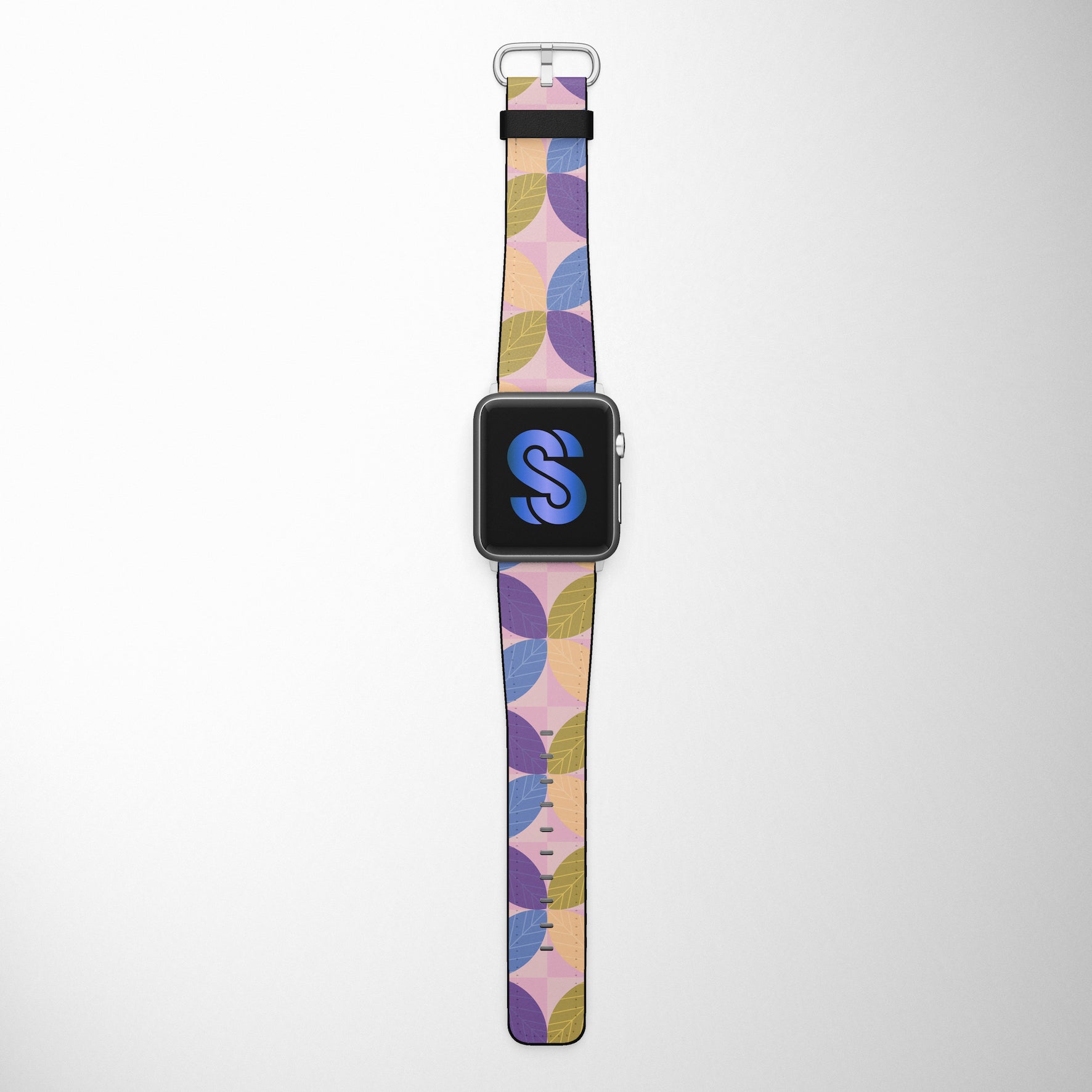 Floral Leaf Pattern Faux Leather Apple Watch Band for Apple Watch 1,2,3,4,5,6,SE - www.scottsy.com