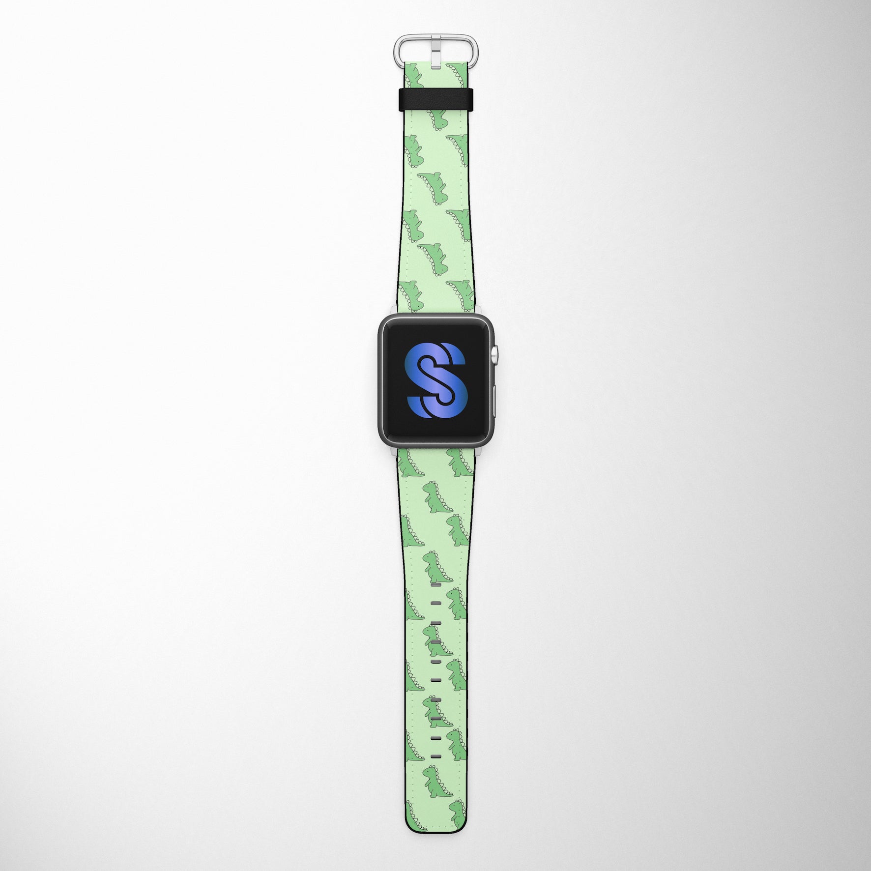 Green Dino Dinosaur Faux Leather Apple Watch Band for Apple Watch 1,2,3,4,5,6,SE - www.scottsy.com