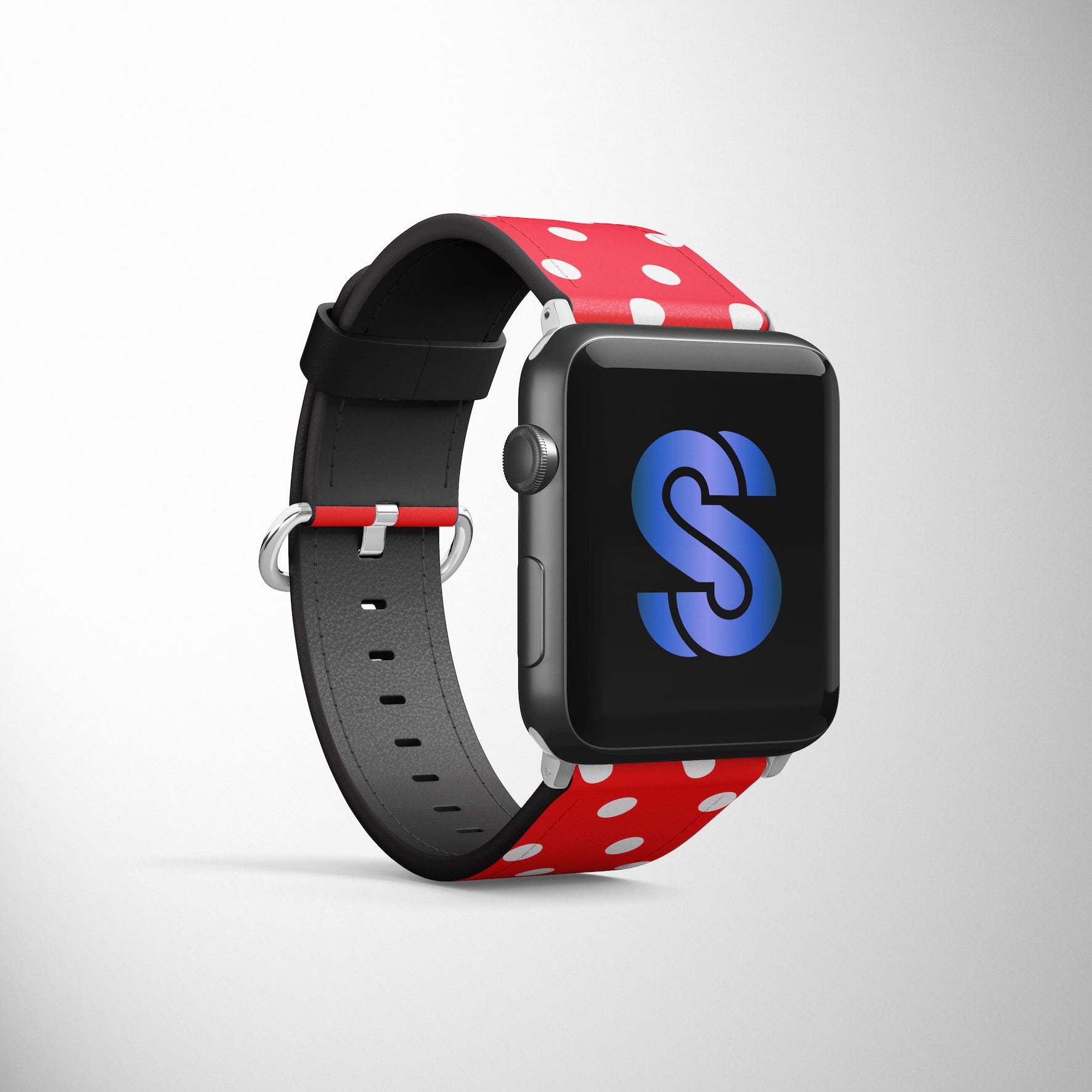 Red & White Polka Dot Faux Leather Apple Watch Band for Apple Watch 1,2,3,4,5,6,SE - www.scottsy.com