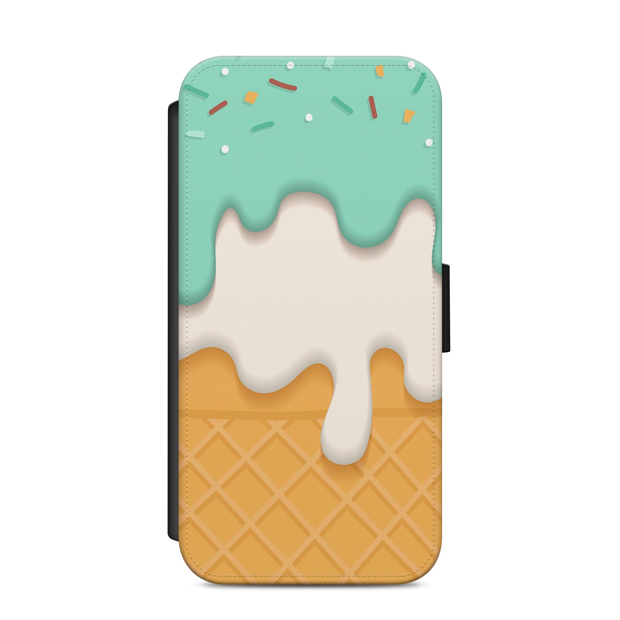 Ice Cream Cone Faux Leather Flip Case Wallet for iPhone / Samsung