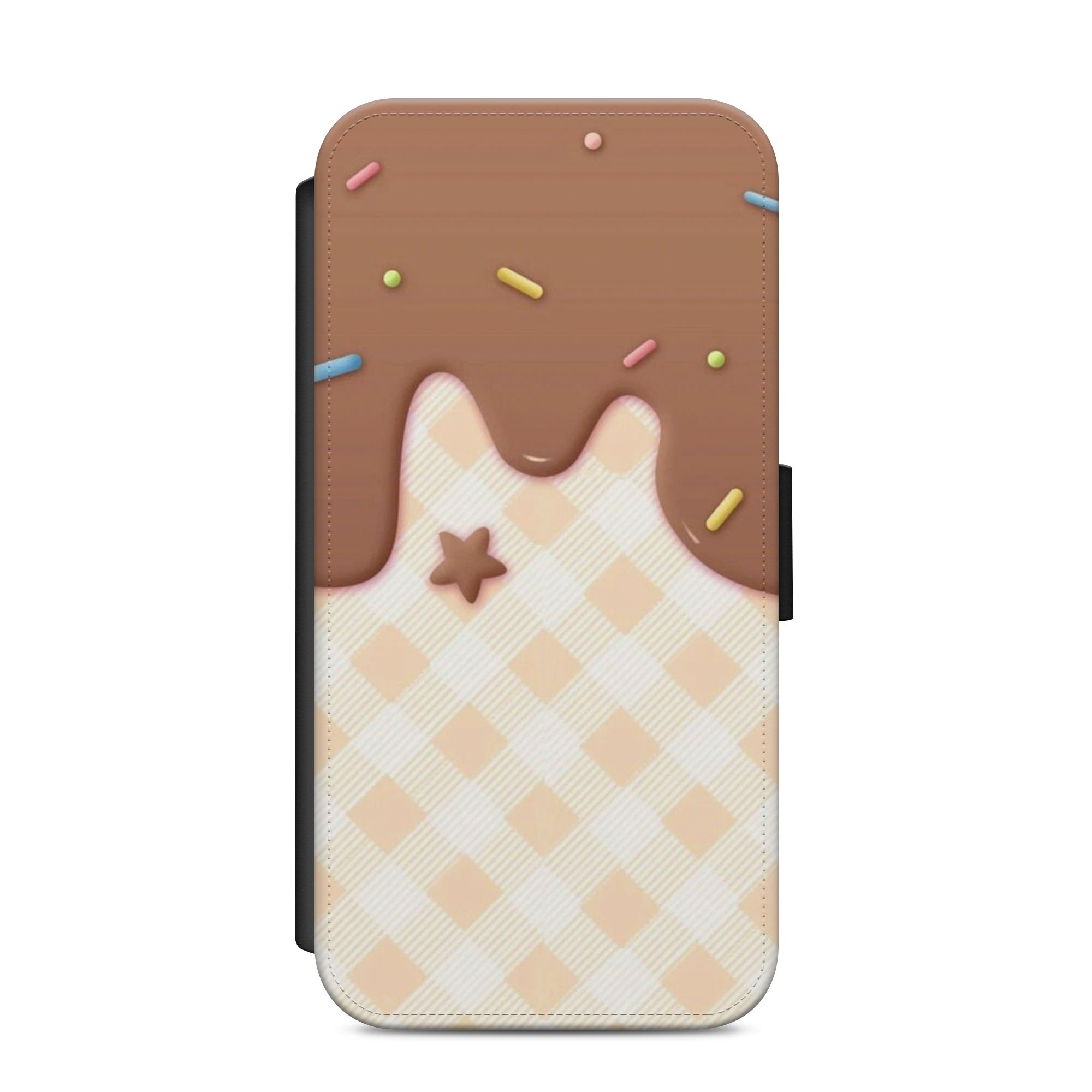 Chocolate Ice Cream Cone Faux Leather Flip Case Wallet for iPhone / Samsung