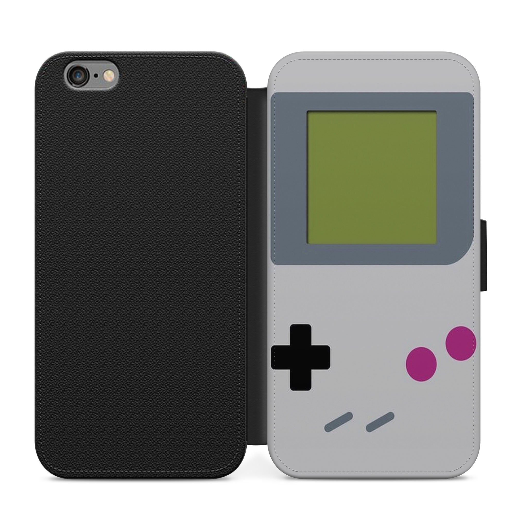 Retro Gameboy Grey Faux Leather Flip Case Wallet for iPhone / Samsung