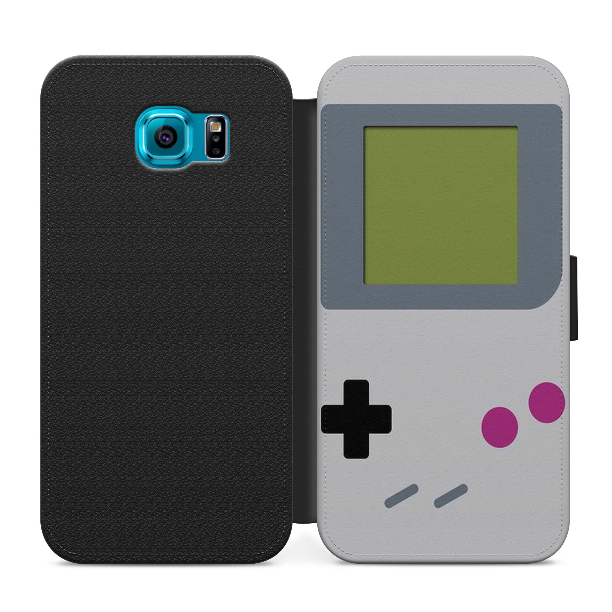 Retro Gameboy Grey Faux Leather Flip Case Wallet for iPhone / Samsung