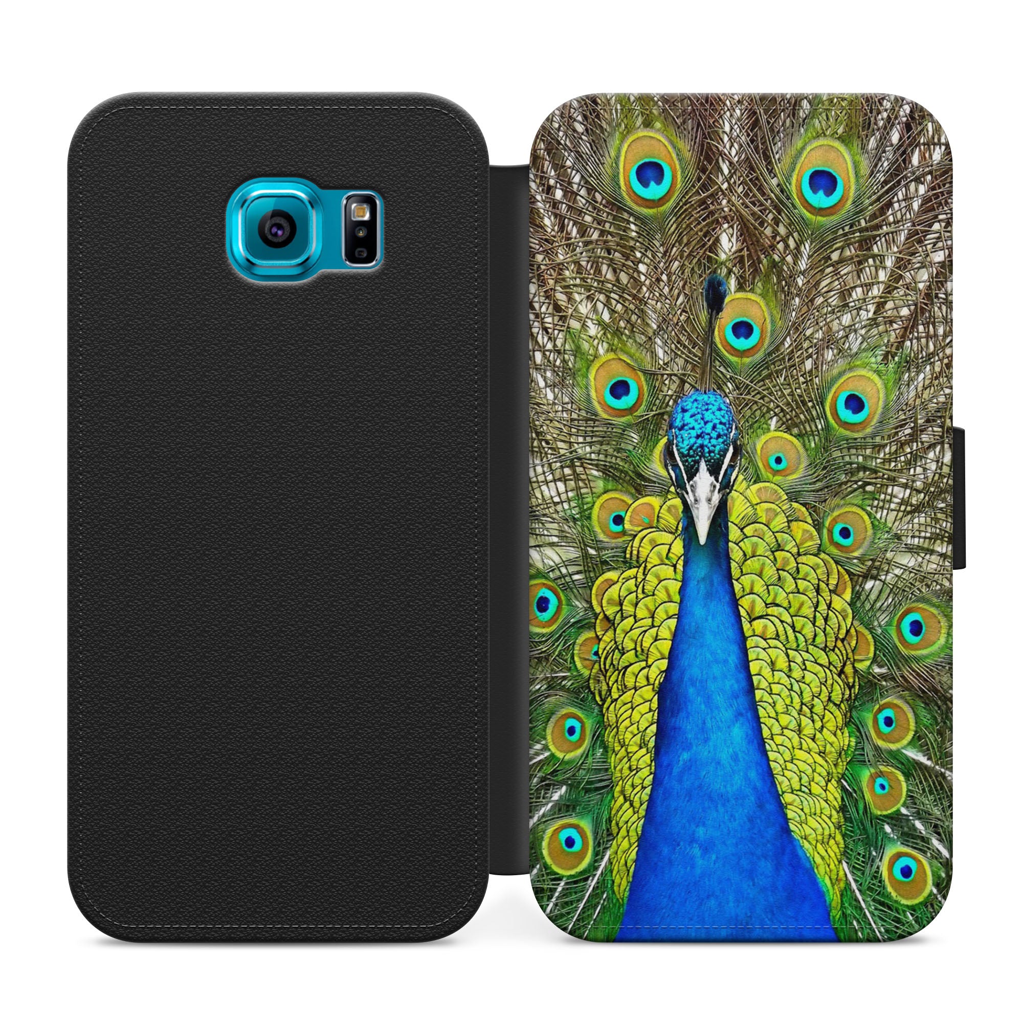 Colourful Peacock Faux Leather Flip Case Wallet for iPhone / Samsung