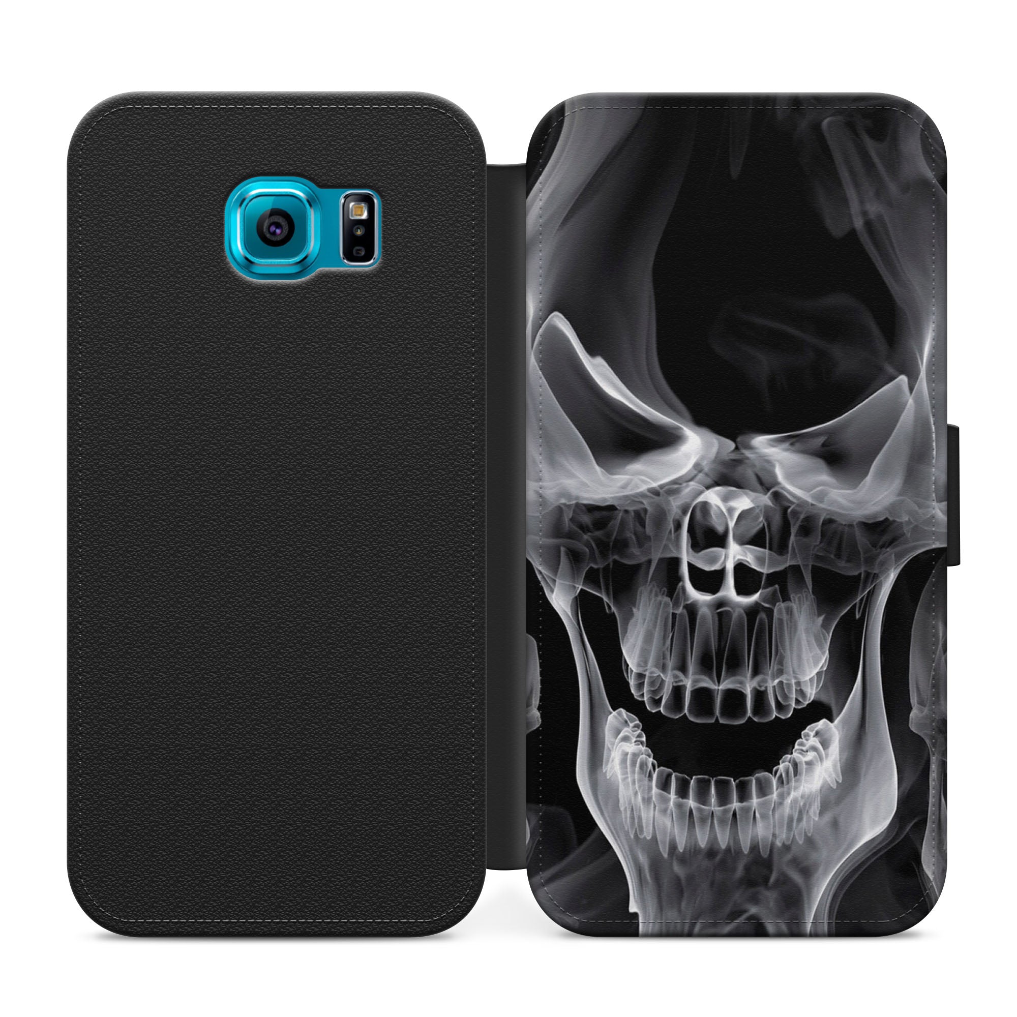 Smokey Skull Faux Leather Flip Case Wallet for iPhone / Samsung