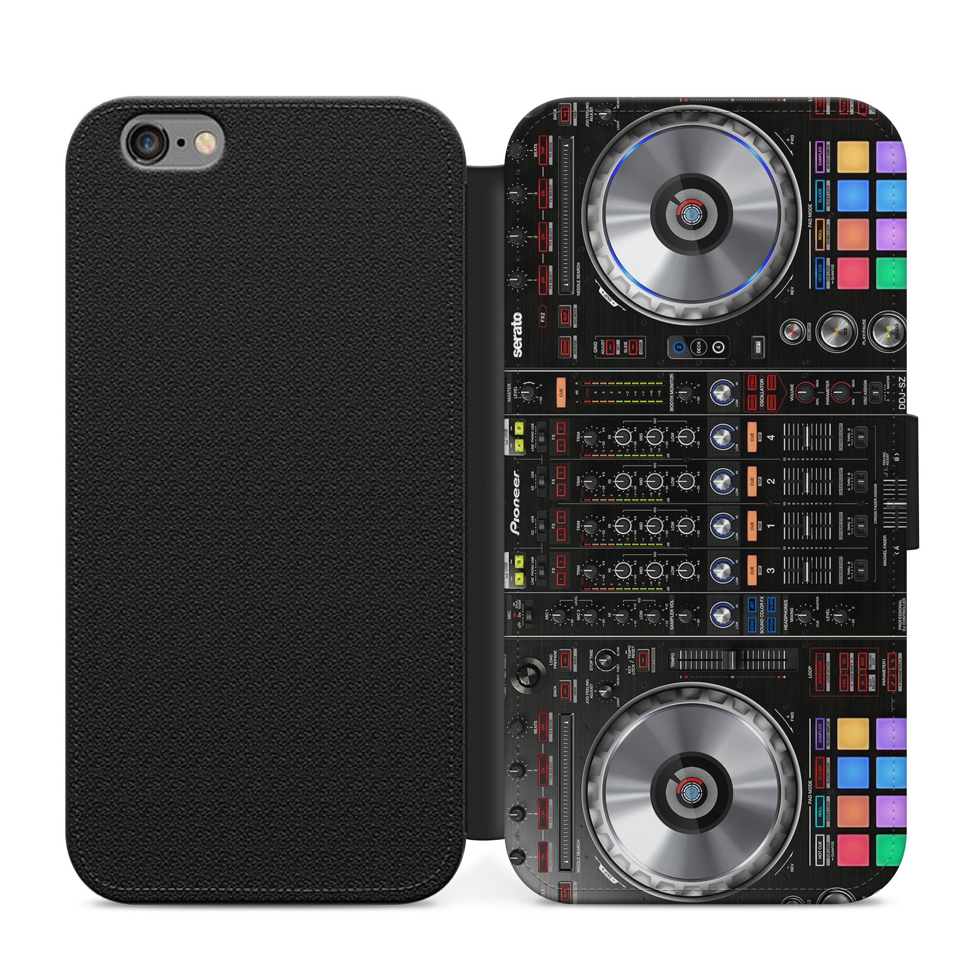 Music DJ Decks Faux Leather Flip Case Wallet for iPhone / Samsung