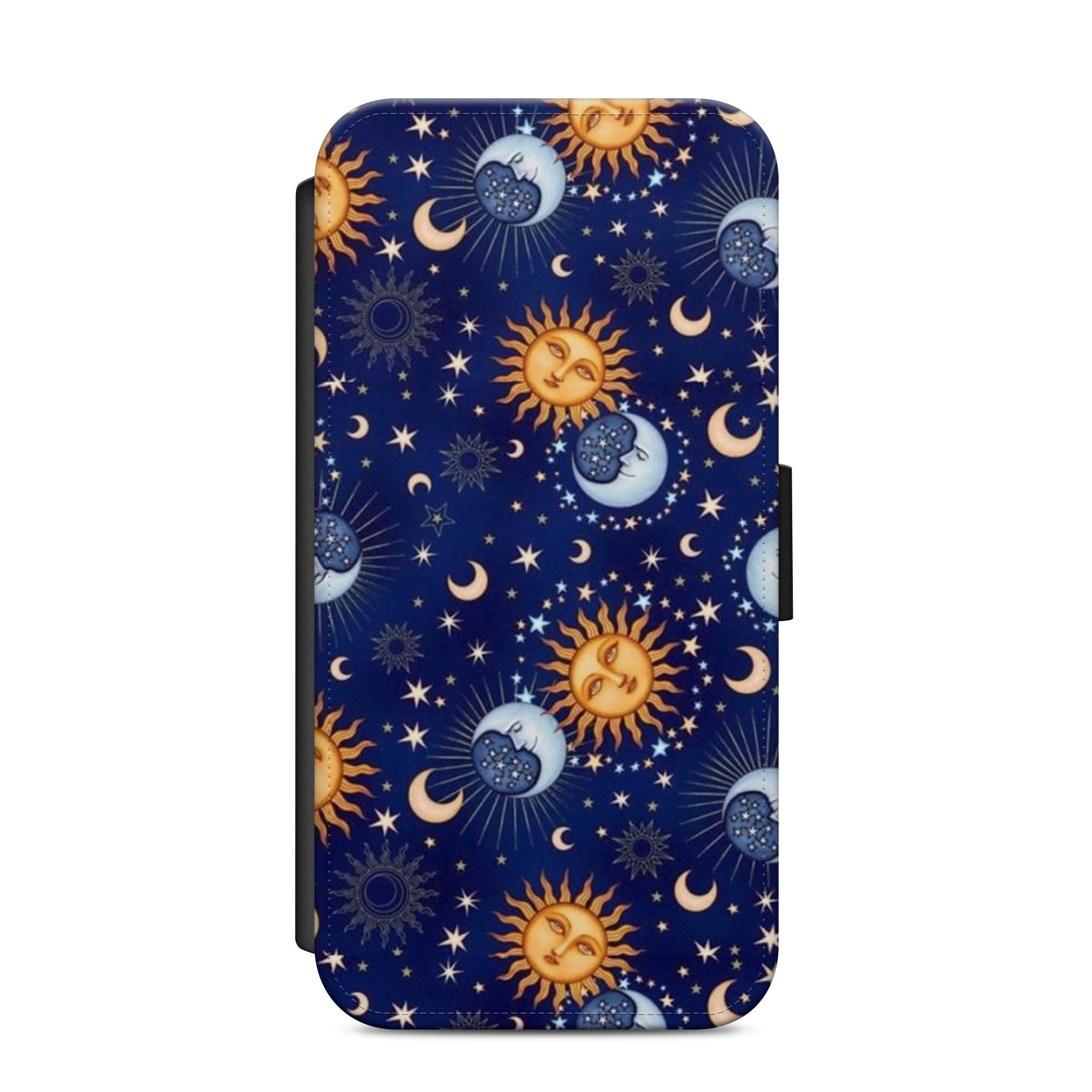 Moons & Stars Faux Leather Flip Case Wallet for iPhone / Samsung