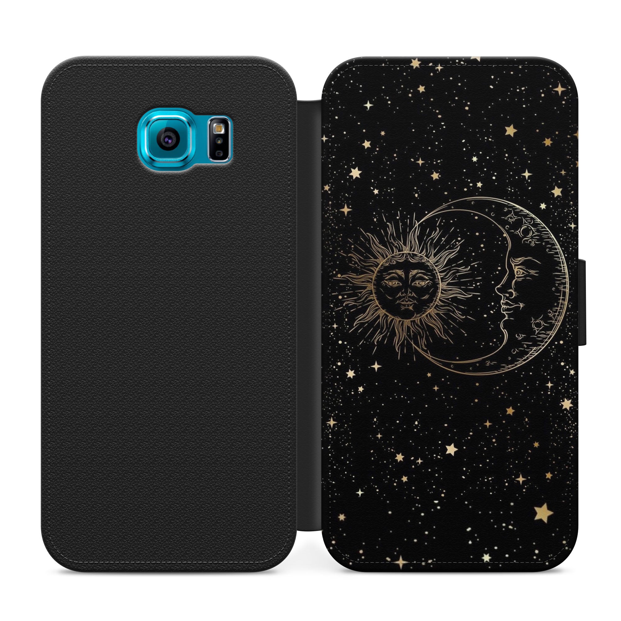 Moons & Stars Faux Leather Flip Case Wallet for iPhone / Samsung