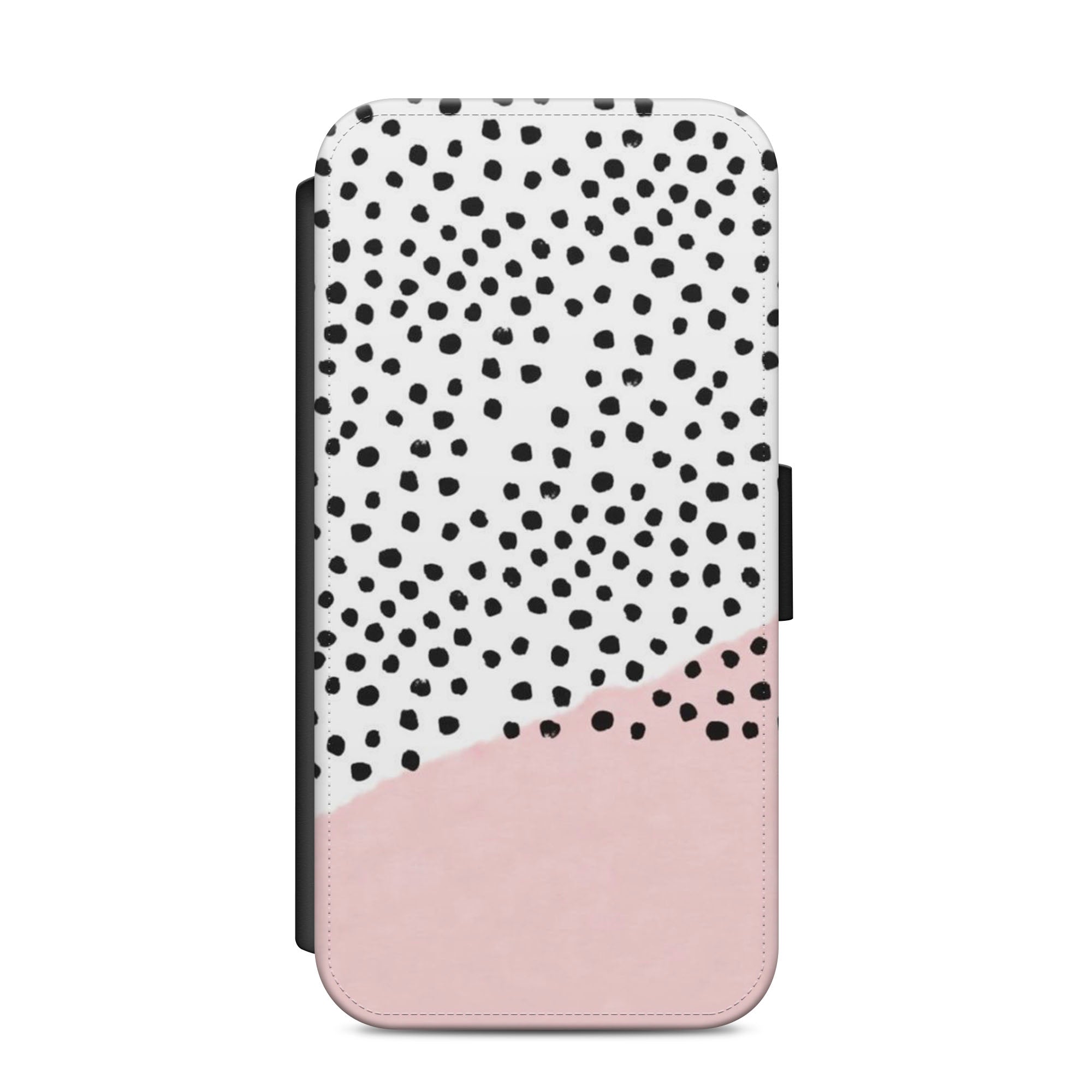 Pastel Pink Dots Pattern Faux Leather Flip Case Wallet for iPhone / Samsung