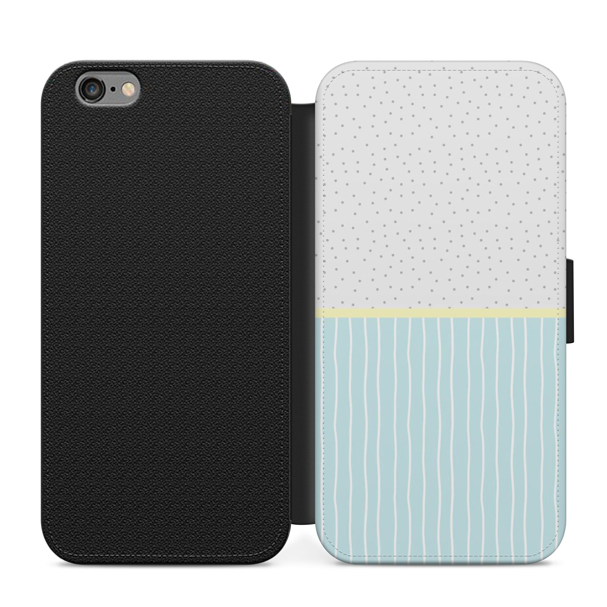 Pastel Blue Dots Pattern Faux Leather Flip Case Wallet for iPhone / Samsung