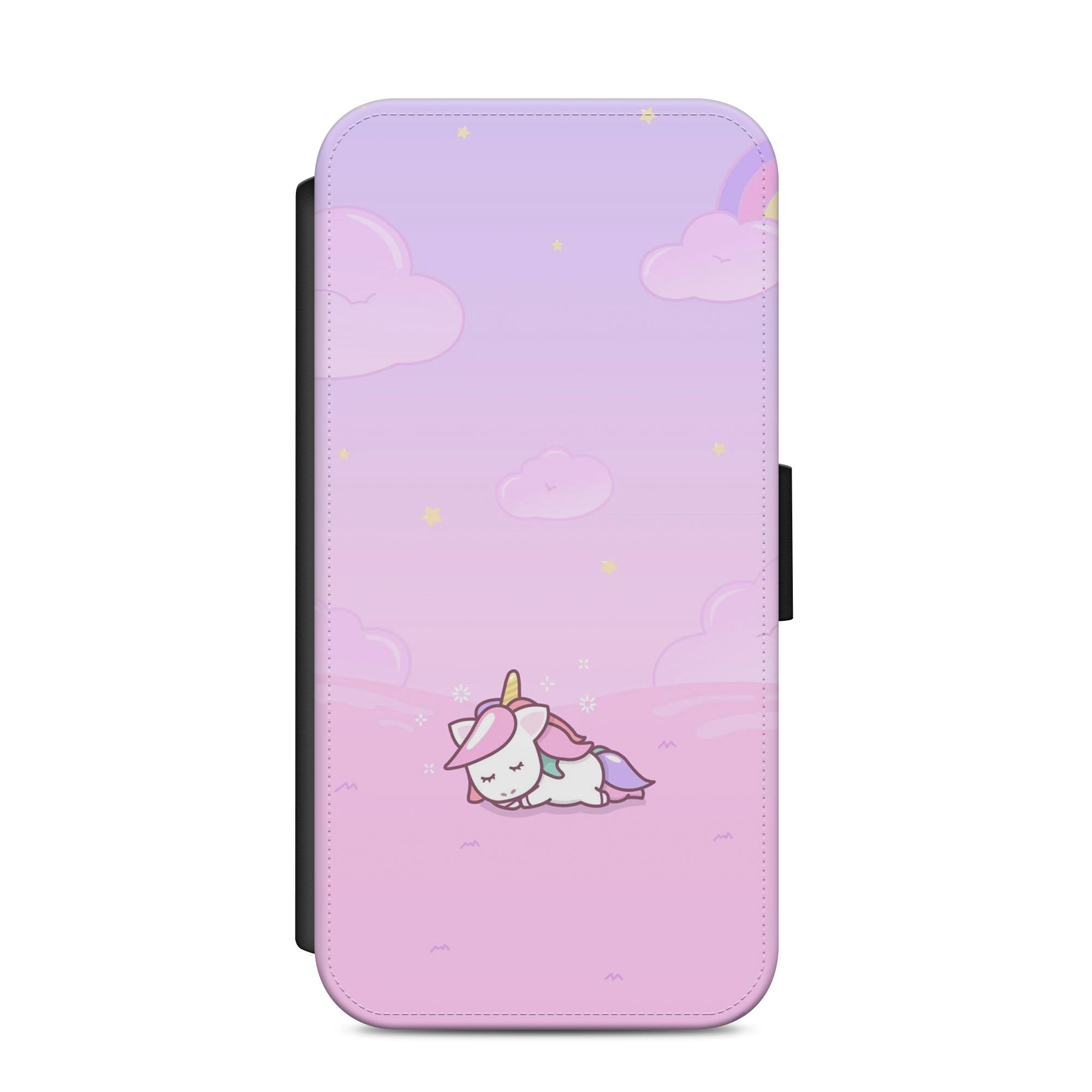 Cute Snoozing Unicorn Faux Leather Flip Case Wallet for iPhone / Samsung