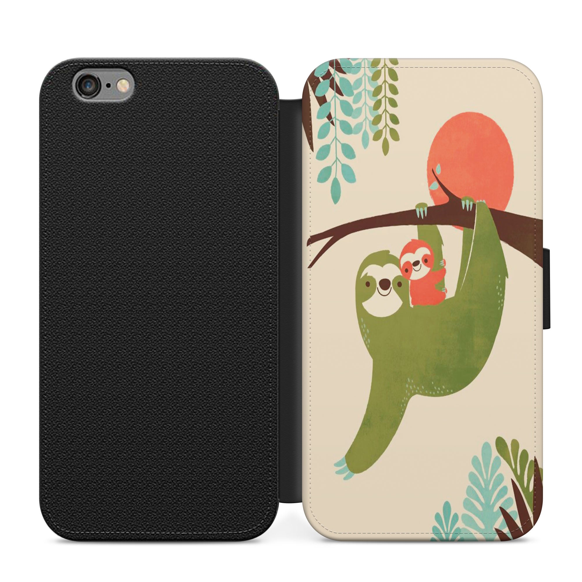 Cute Sloth Faux Leather Flip Case Wallet for iPhone / Samsung